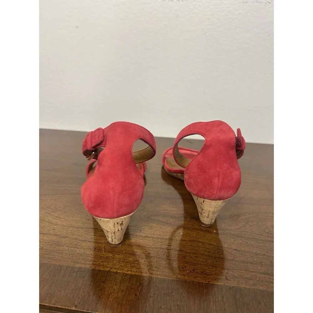 Tory Burch Wedge Heel Leather Quality Shoes Women 6.5 Red Classy Sexy Date Party